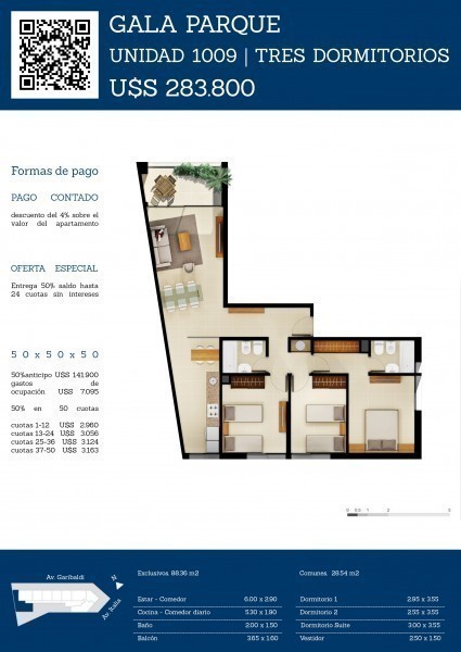 Venta apartamento de 3 dormitorios