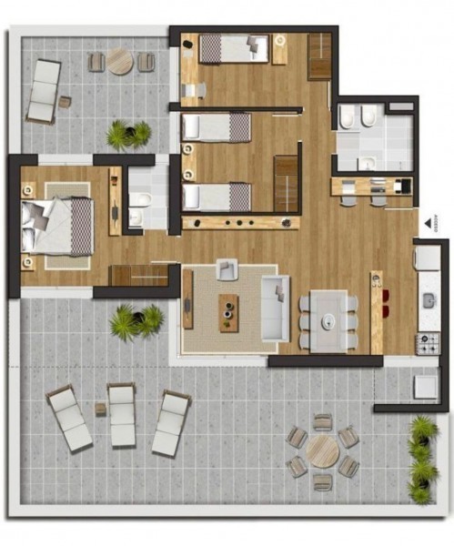 Amplo y luminoso apartamento con patio y Parrillero en Tres Cruces