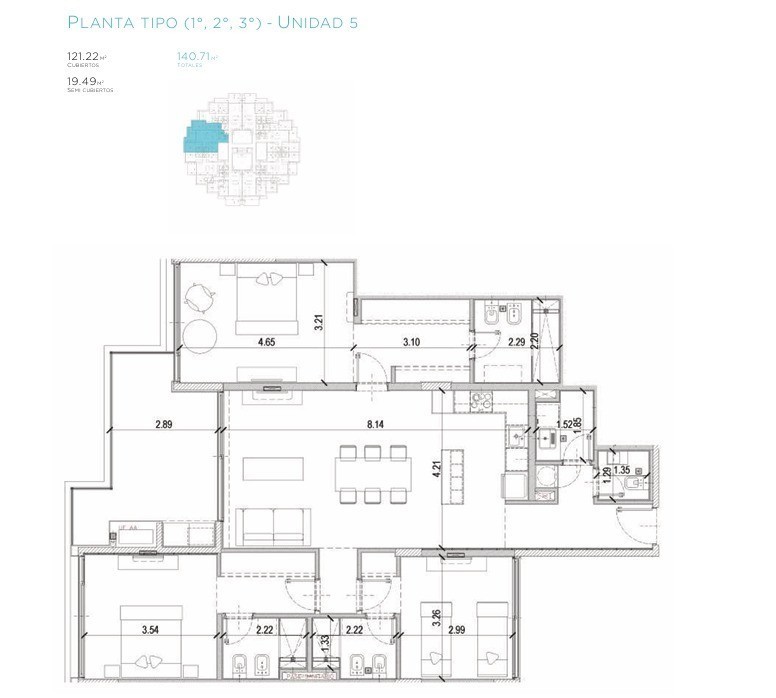 Departamento de 3 dormitorios en Manantiales